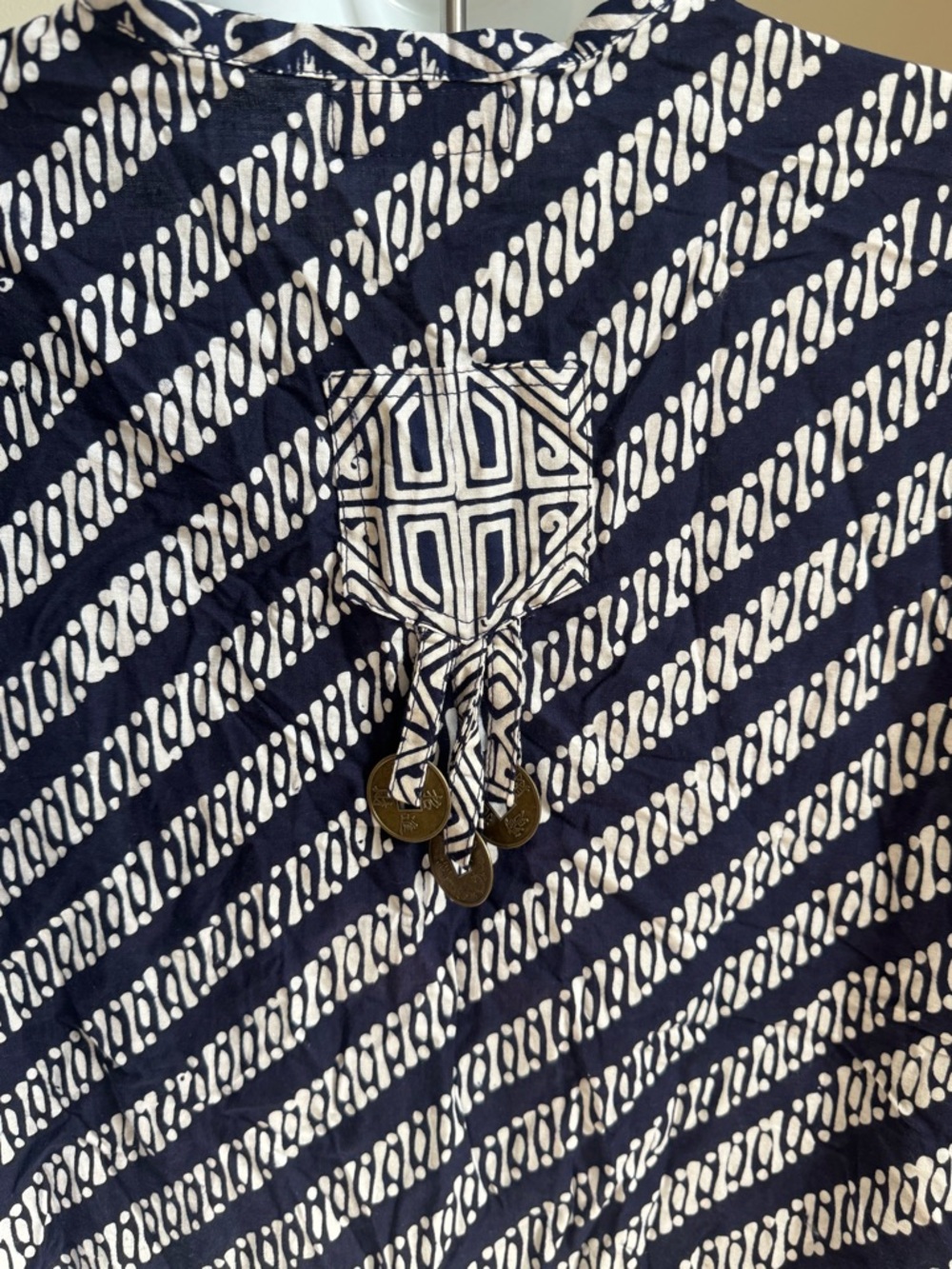 d’keys Navy & White Patterned Button-Pincho Top - Picture 5 of 6